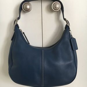 Vintage Medium Blue Leather Coach Hobo Bag